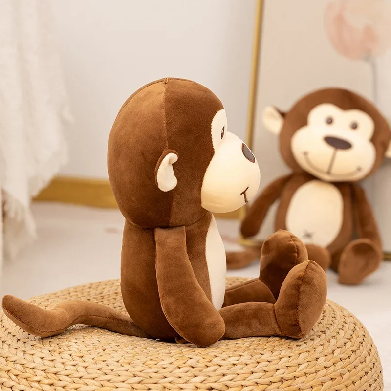 45cm Kawaii singe en peluche poupée marron souriant singe doux en peluche mignon à câliner peluches cadeaux d'anniversaire pour fille