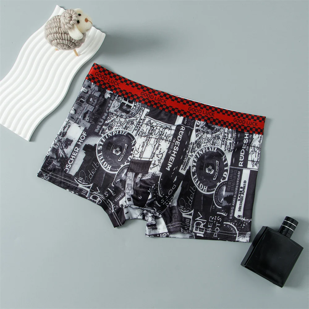 5pcs Fashion Print Men Boxer Comfortable Male Teenager Boxers