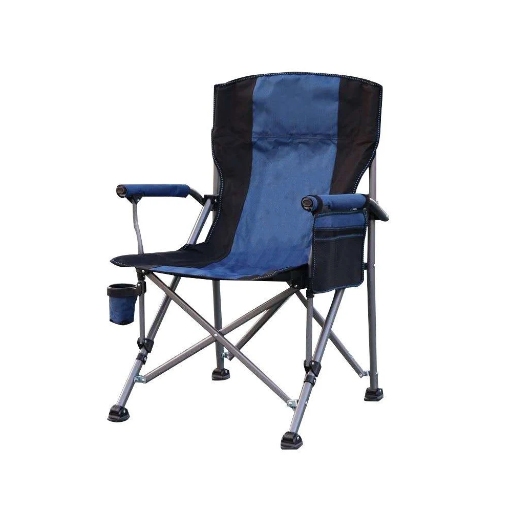 Heavy Duty Waist High Back Portable Camping Chair Hard Arm Foldable Camping Chair with Cup Holder