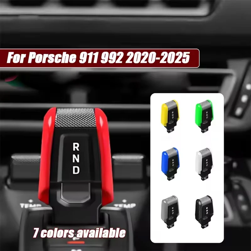 

Car Carbon Fiber Gear Carmine Red Shift Lever Knob Trim Cover for Porsche 911 992 2020-2025 Replacement Modified Accessories