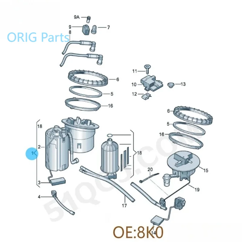 8K0919051AJ 8K0919051G Engine Fuel Pump Assembly Fit For Audi A4 4.0 TFSI quattro A5 1.8 2.0 3.0 TFSI RS5 Cabriolet CNCD CDNC view 6