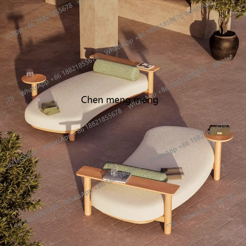 

Outdoor sofa tea table combination rattan solid wood courtyard villa garden pool bed furniture