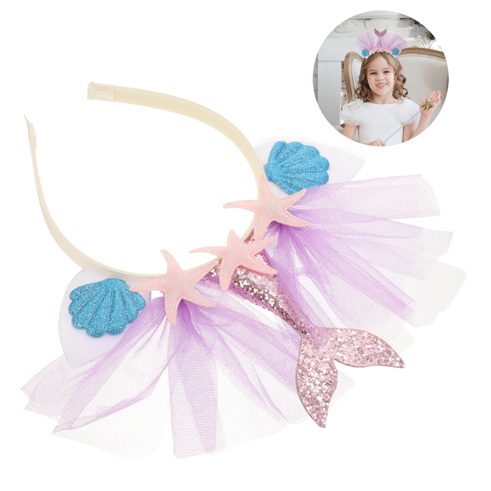 

Gold Powder Hair Hoop Lightweight Non-fading Kids Headband Mermaid Design Party Favor Glitter Hairband Girls Crown Themed