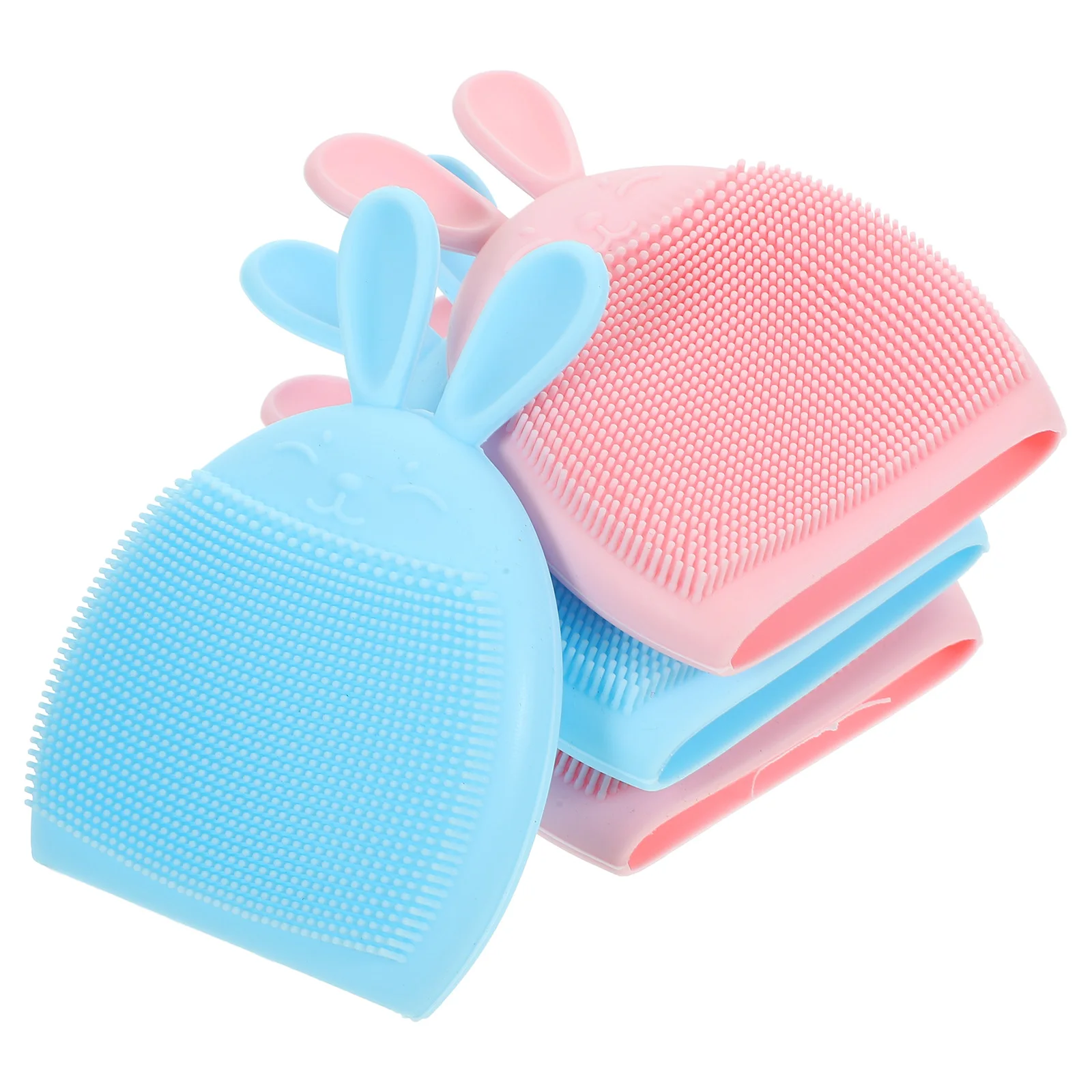 4 pezzi di coniglio spazzola per la pulizia del viso strumenti per la cura della pelle in silicone detergente delicato massaggiatore donne esfoliare rimuovere l'olio secco delicato