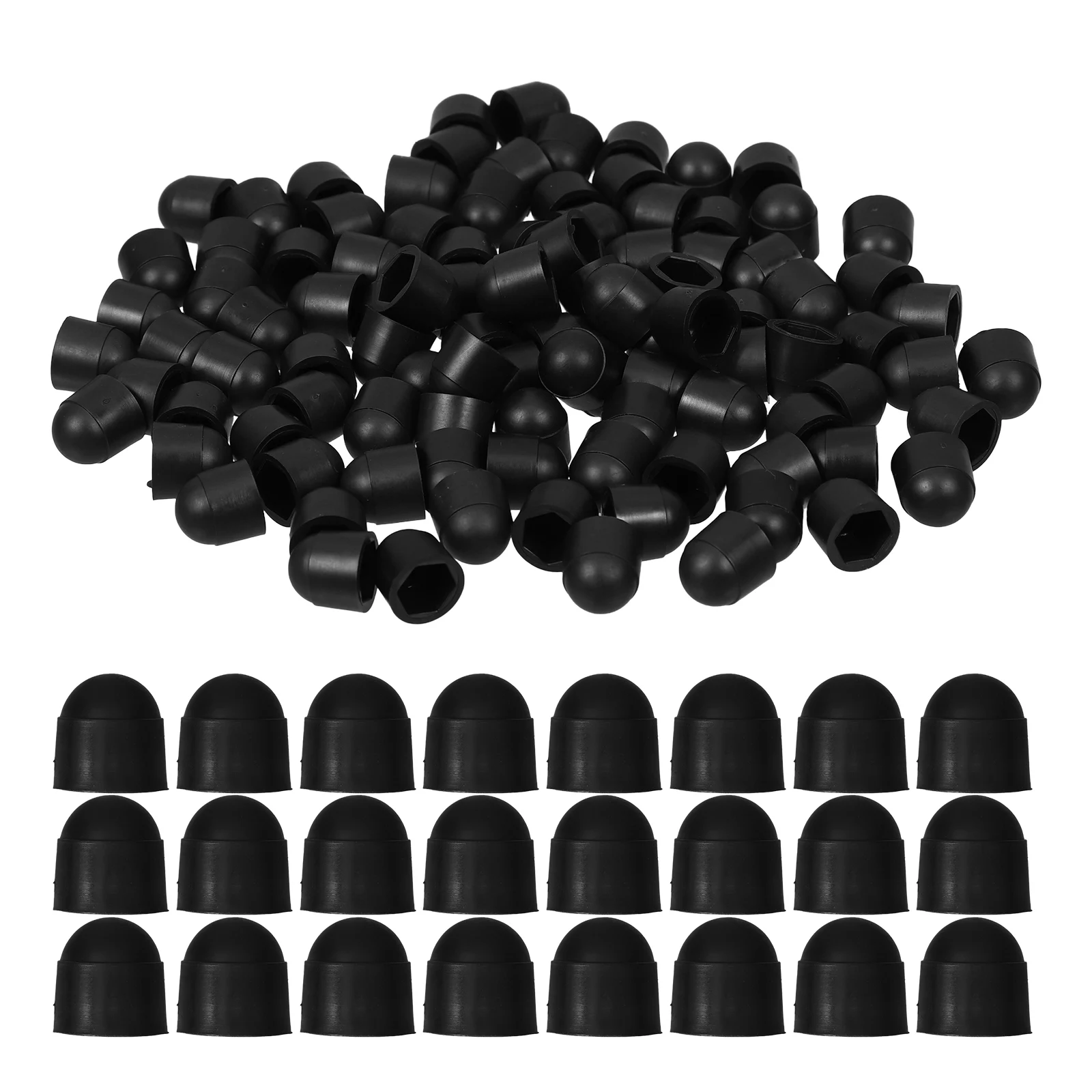 

100pcs Nut Protective Cap Nylon Dust Water Resistant Head Dome Caps Screw Bolt Protection Covers Black