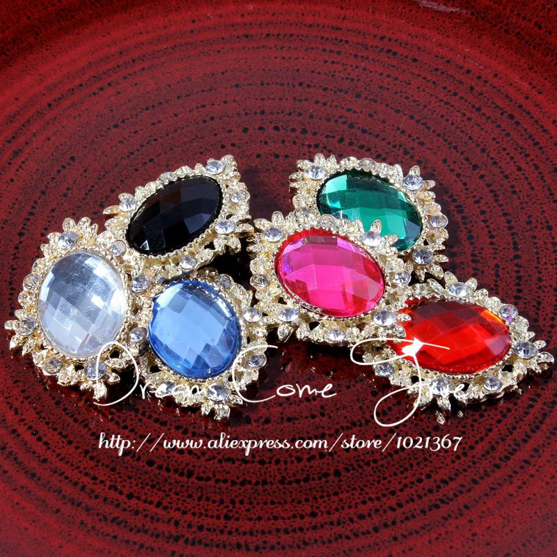 200pcs/lot 6 Colors Decorative buttons Metal Rhinestone buttons for craft Flatback Crystal buttons Horse eye gold buttons mix