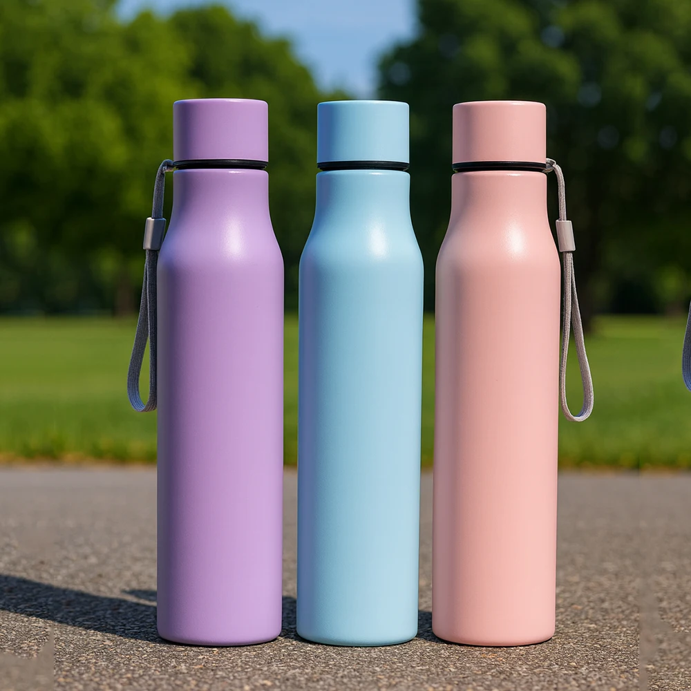 1000ml Sport Water Bottle with Rope Portable Drinking Bottle Colorful Stainless Steel Tumbler for Sports Travel Easy to Clean