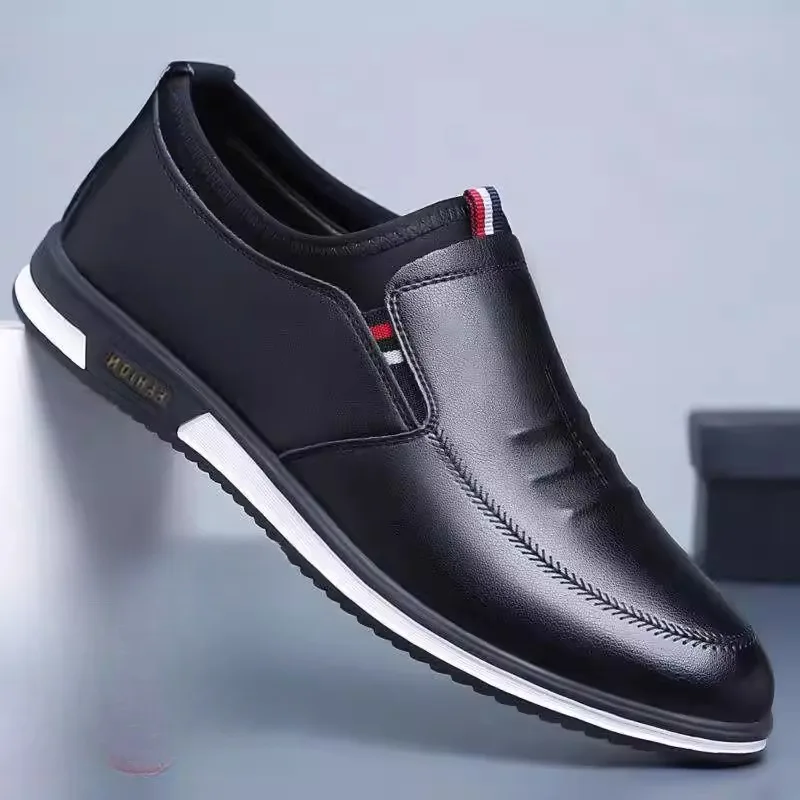 

Casual Soft Leather Men's Shoes Spring Autumn New Style Anti-Slip Wear-Resistant Slip-On Business Formal Shoes round Toe Zipp...