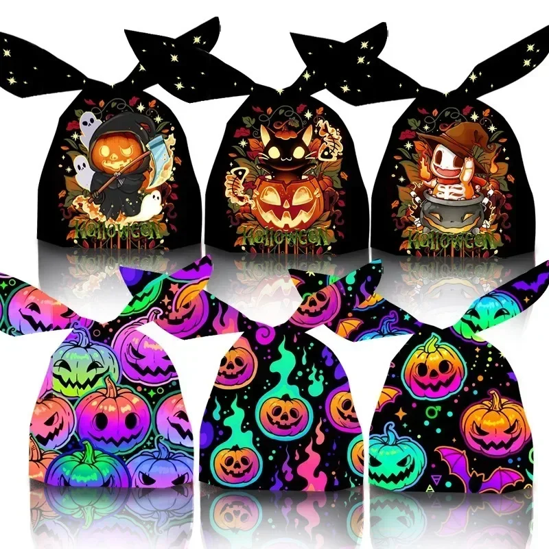 Halloween Cartoon Candy Bags Scary Skull Rabbit Ear Plastic Package Trick or Treat Pouch Pumpkin Snack Gift Bag Festive Supplies