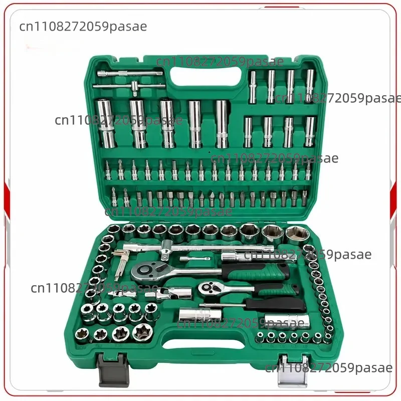 

108-Piece CR-V Machine Tool Kit, Ratchet Wrench Sleeve , Rigid Box, Metric 1/4 1/2 Drive Head, Industrial Grade GOF Brand