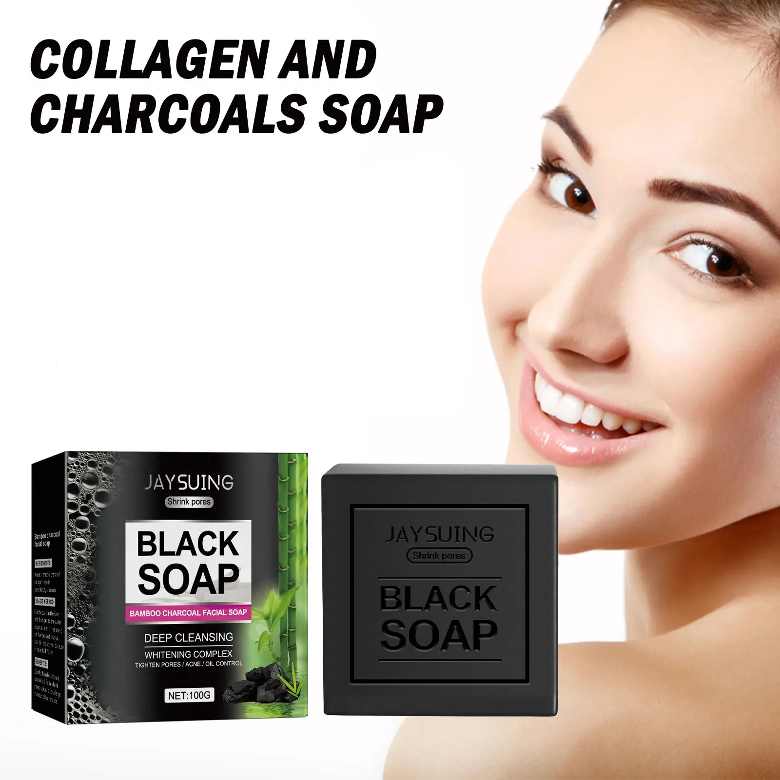 Charcoal Soap Shrinking Pores Moisturizing Facial Oil Control Deep Cleansing Blackhead Remover Soap