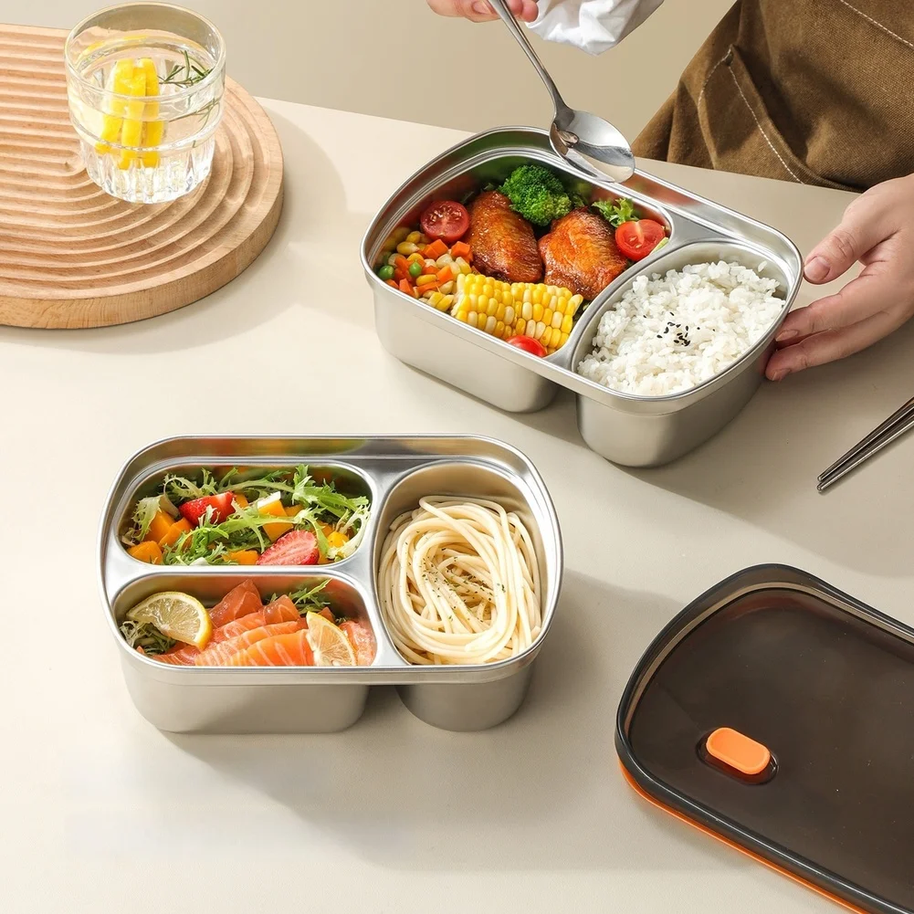 Lunch Box with Lid and Insulated Bag 316 Stainless Steel Construction Compartmentalized for Separated Food Storage