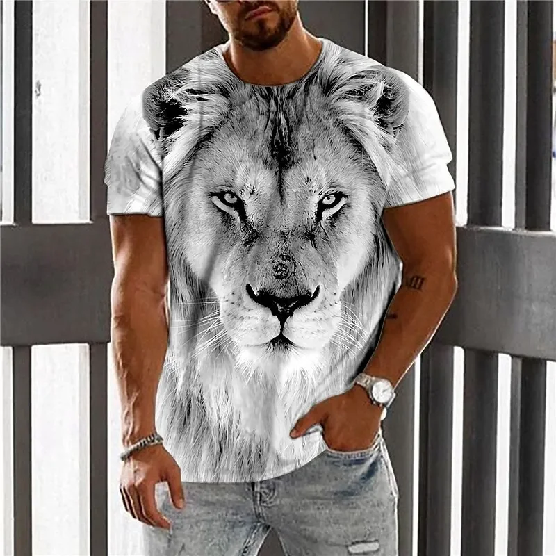 

Short Sleeved Summer Animal Men's T-shirt 3d Wolf Top Casual Short Sleeved Summer Crewneck T-shirt Men's Oversized Clothing