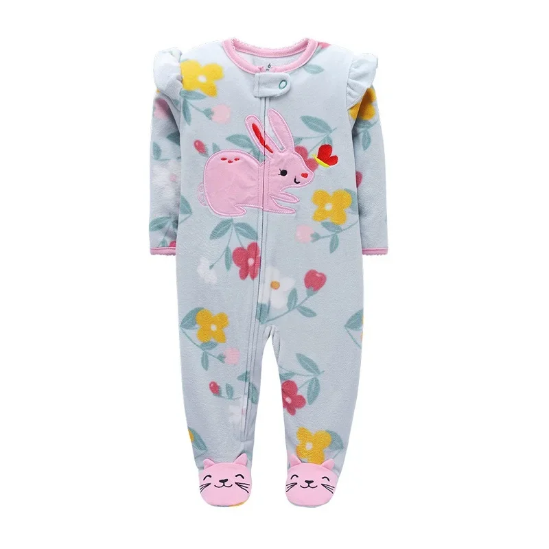 Newborn Baby Girls Boys Romper Spring Autumn Polar Fleece Long Sleeve Jumpsuit Infant Baby One Piece Pajamas Children's Overalls