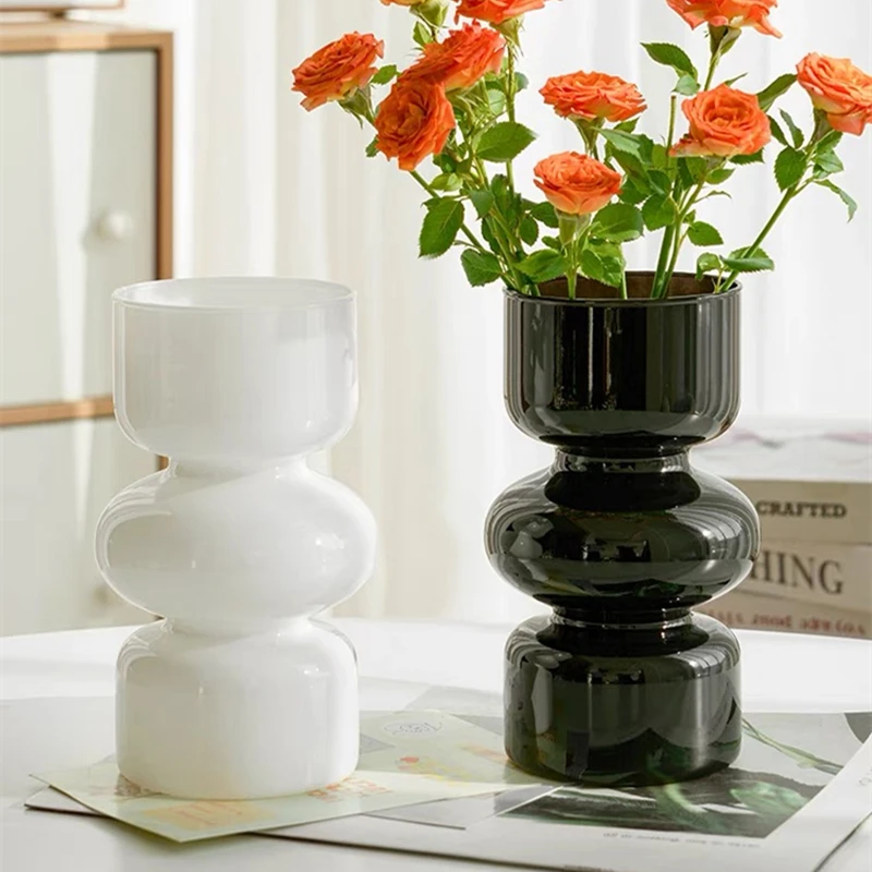 Retro Irregular Home Glass Vase Living Room Dining Table LLuxury Decoration Flower Vases