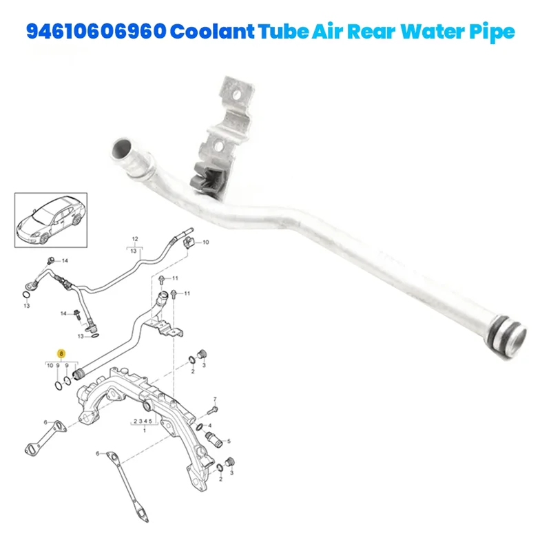 A11F-94610606960 Car Coolant Tube Air Rear Water Pipe For Porsche Macan Panamera Cayenne 2011-2018 Auto Parts Coolant Warm
