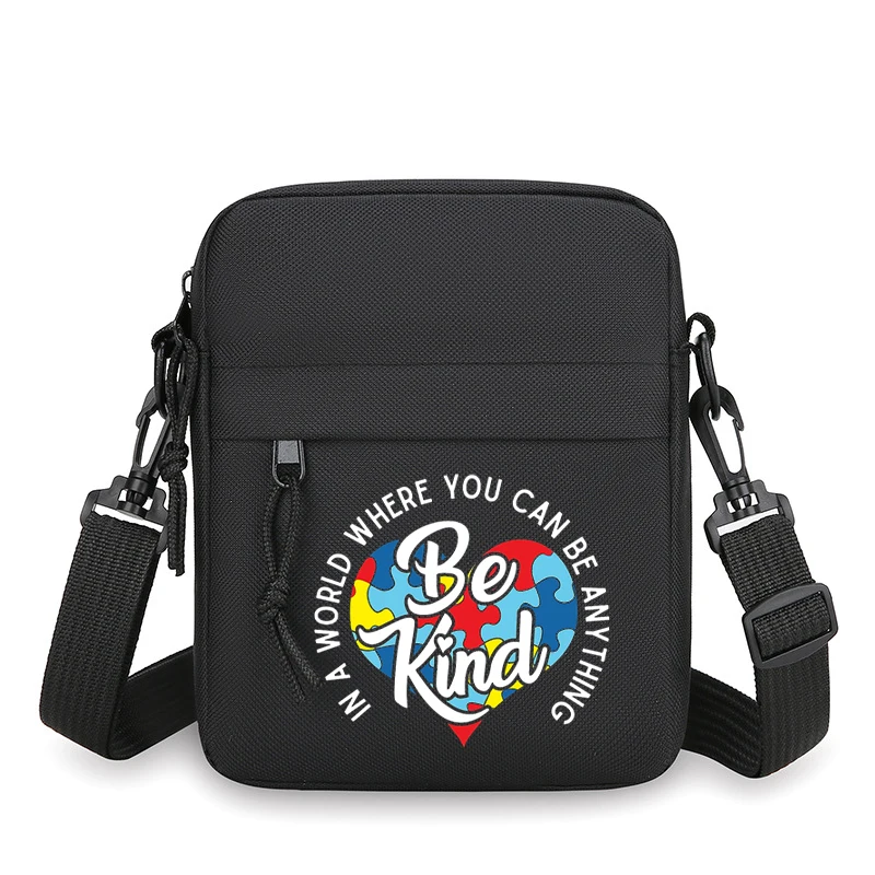 

Сумка-кроссбоди для людей с аутизмом 2026 года «В мире, где ты можешь быть чем угодно, будь добрым» — забавная наплечная сумка для знакомства с проблемами аутизма, подарки