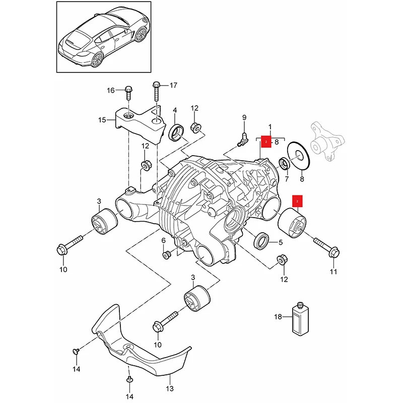 For Porsche panamera High Quality Rear Axle Differential Mount Bushing 7P0525337F 97037505901 7P0 525 337 F 970 375 059 01