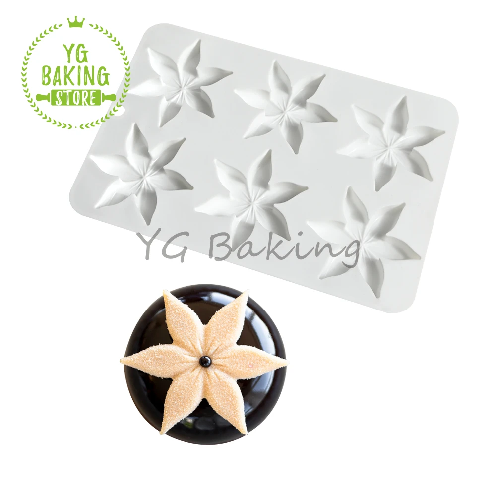 Dorica 6 Cavity Flower Design Pudding Silicone Mousse Mould DIY French Dessert Chocolate Mold Cake Decorating Tools Bakeware