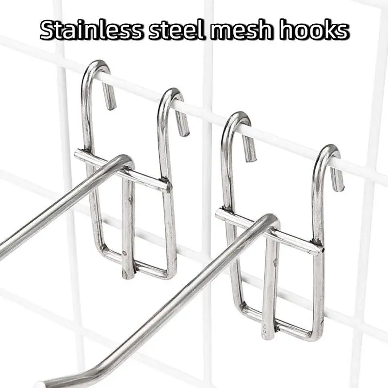 ~5 PCS Stainless Steel Grid Wall Hooks Heavy Duty Rust Proof For Garage Kitchen Display Storage Organization