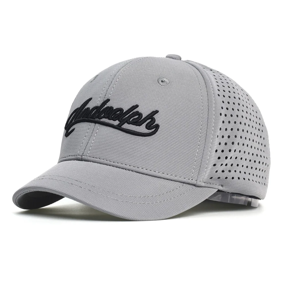 Mesh-Baseballkappe mit kurzem Schirm und geschlossener Rückseite für Herren und Damen – Atmungsaktive Snapback-Mütze, passende Dad-Hat, verstellbar, einfarbig im Trucker-Stil – Detail 13
