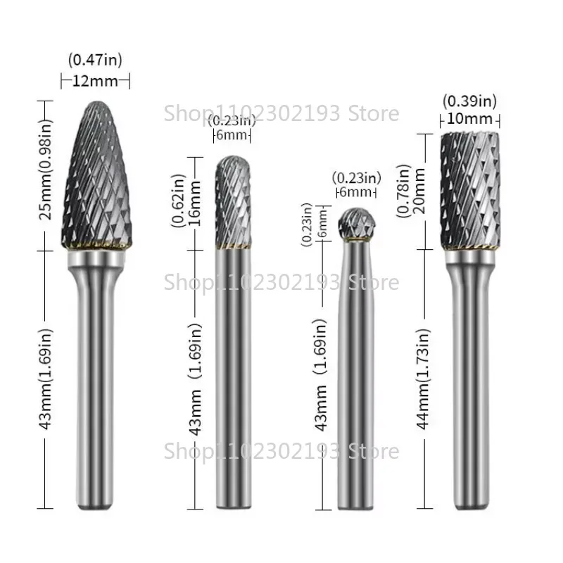 Tungsten Carbide Burr Drill Bits Set Milling Cutter For Metal Wood Electric Rotary Tools Mini Drill Grinding Head Accessories