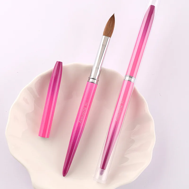 1 Uds. Pincel Kolinsky para decoración de uñas, pincel acrílico para tallado de Gel UV, polvo líquido, herramientas de dibujo para pintura de uñas DIY, tamaño 2-18