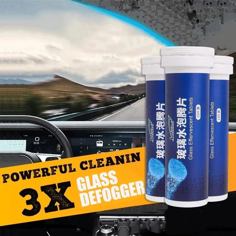 Concentrated Effervescent Tablet Car Windshield Solid Cleaner Clean Glass Water Dissolve in Water Powerful Stain Remove 15/30Pcs - Image 2