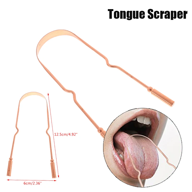 1 قطعة مكشطة اللسان النحاسية النقية فرشاة تنظيف الفم تنظيف النظافة الطازجة للرجال والنساء مكشطة اللسان
