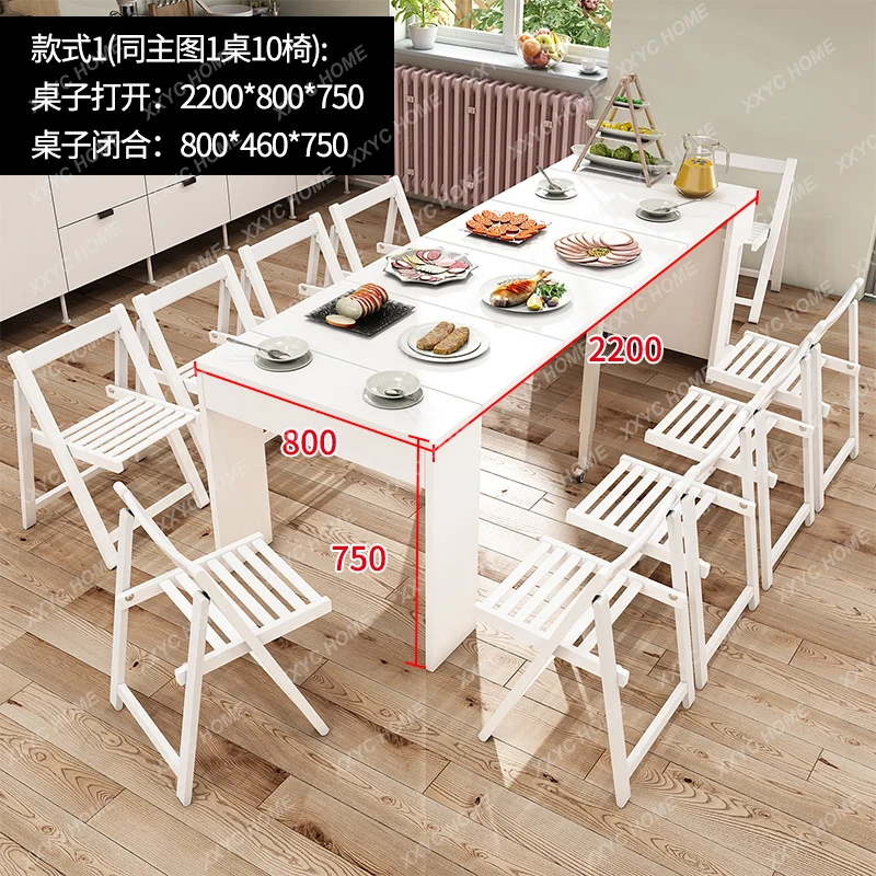 

L Simple Dining Table Household Small Unit Retractable Invisible Stretching Dining Table and Chairs