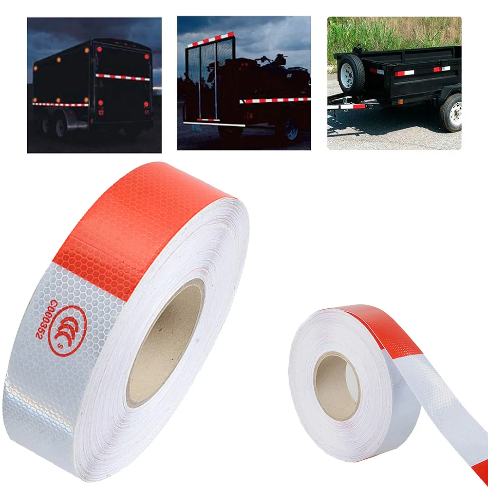 1 Roll 36Mx5cm Safety Tape Reflective Sticker White and Red Honeycomb Polygonal Trailer Conspicuity Sticker Warning Tape for Car