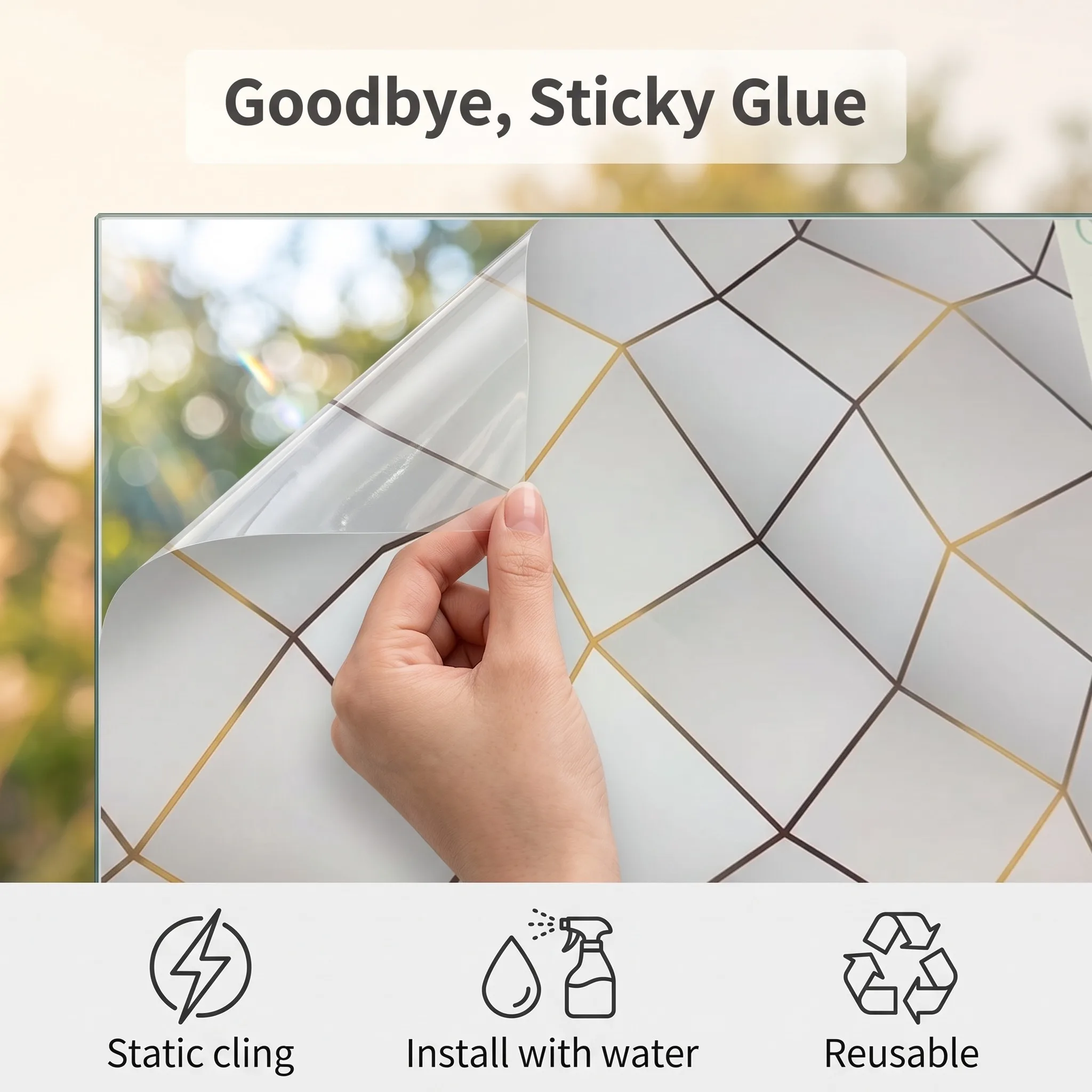 Window Cover Matte Opaque Decorative Static Cling Removable Privacy for Office Glass Door
