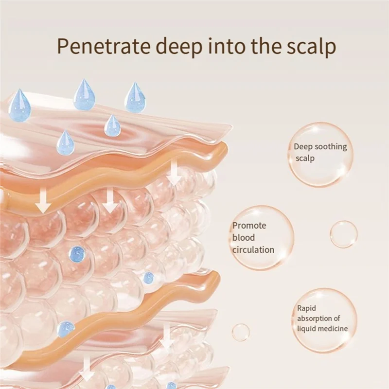 B02C-مدلك فروة الرأس الكهربائي وأداة توزيع زيت الشعر 2 في 1، موزع معالجة فروة الرأس لنمو الشعر، قابل لإعادة الشحن