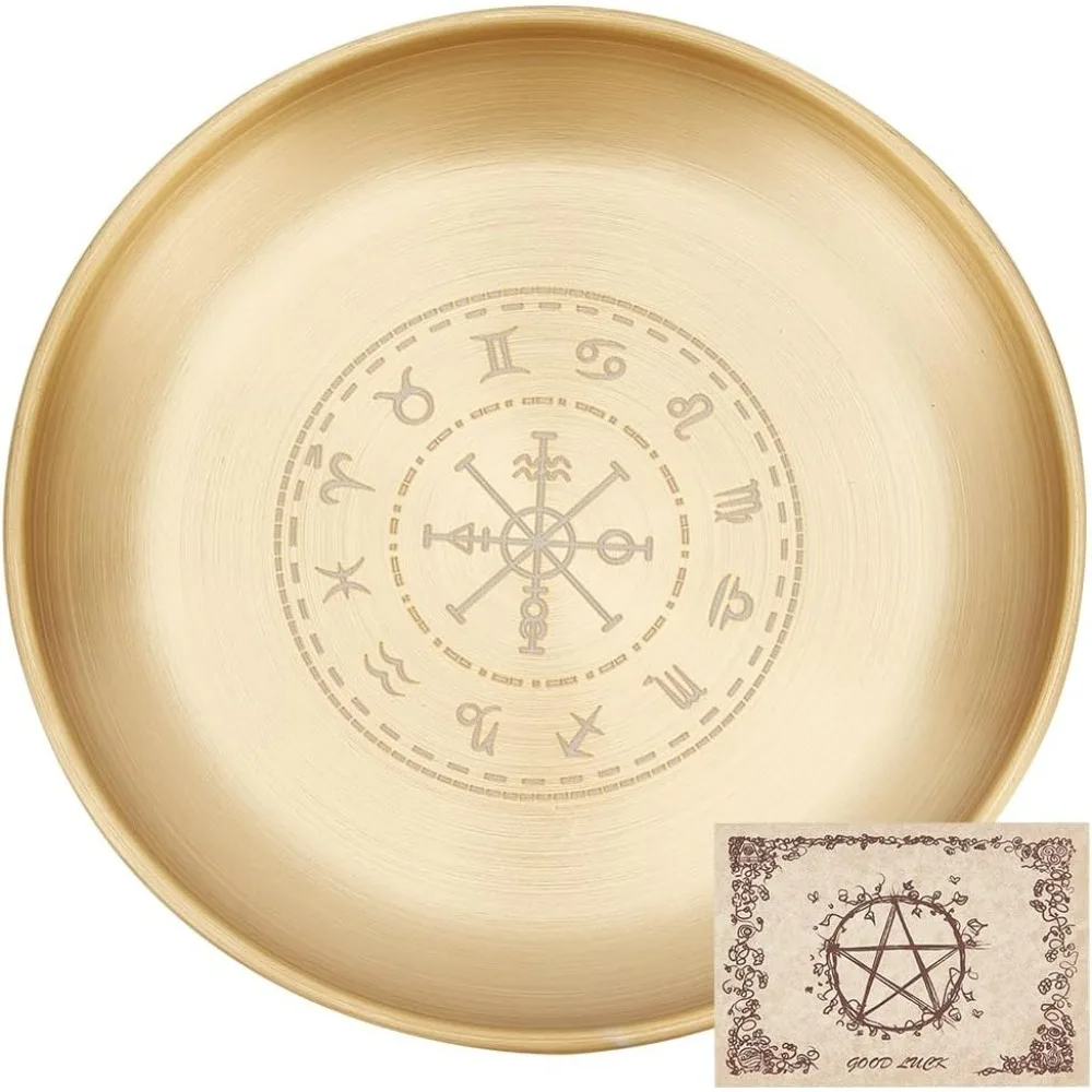 

Viking Runes Altar Plate Tarot Plate Ritual Burning Candle Holder Bowls Offering Incense Burning Ceremony Plate with making kit