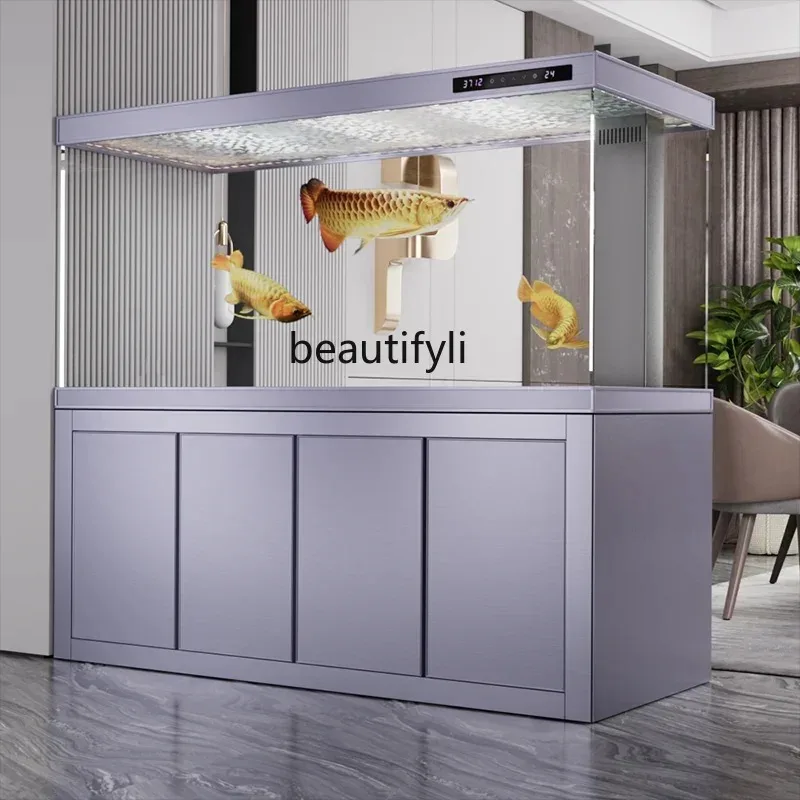 Y2344 خزان أسماك زجاجي أبيض للغاية لغرفة المعيشة شاشة مرشح سفلية كبيرة قسم المدخل حوض السمك البيئي #4