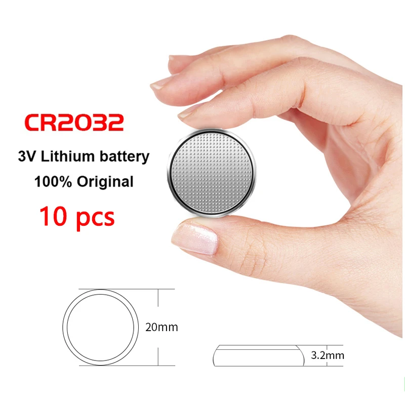 100% Original 10pcs CR2032 Button Batteriy For Remote Control Calculator Watch Motherboard button cell battery 3V cr2032 Battery