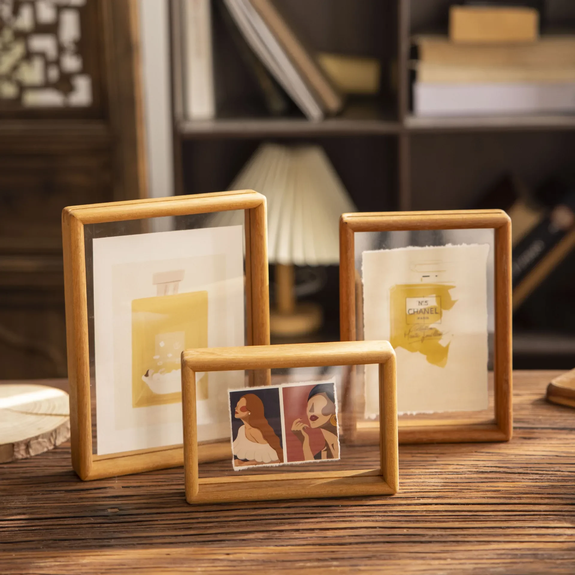 Transparent Solid Wood Photo Frame Double-Sided Acrylic Panel High-Quality Wooden 3-10in A4 A3 Picture Display Frame Home Decor