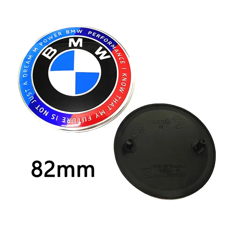 Für BMW E53 E90 E60 50th Anniversary Edition Innenverkleidungen 74mm 82mm Motorhaube Vorne Hinten Kofferraum Emblem Logo Abzeichen Aufkleber
