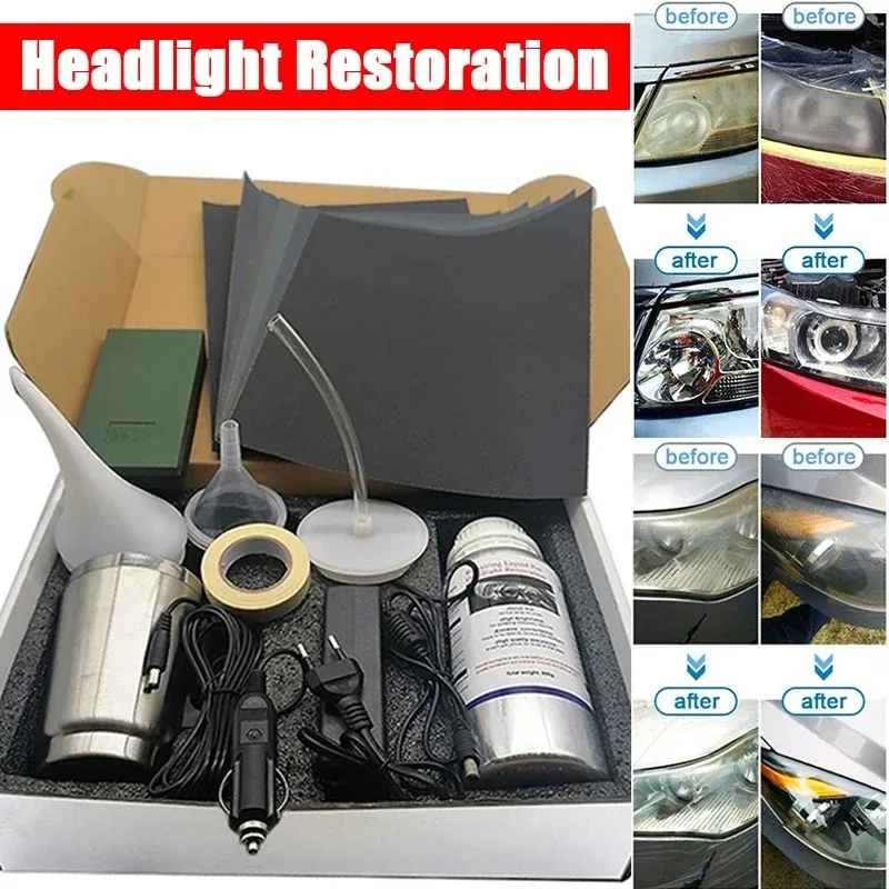 600ml Car Headlight Lamps Lens Restoration Kit Headlamp Lens Refurbishing Scratch Oxidation Yellow Remover Polisher Tool