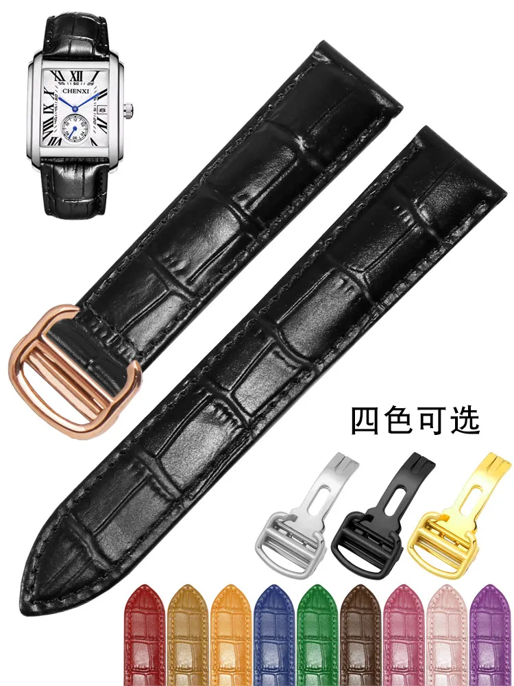 Correa de Cuero Compatible con Relojes Cartier con Correa Original Tank Must London Solo Card Libo, para Hombre y Mujer, de Piel de Vacuno