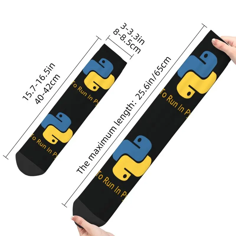 Funny Mens Born To Run In Python Dress Socks Unisex Warm Comfortable 3D Printing Programmer Computer Developer Crew Socks