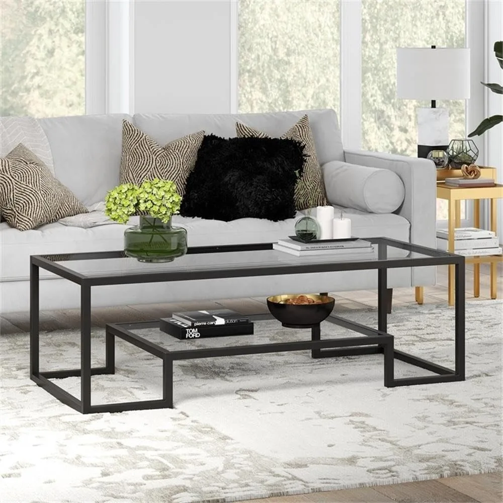 

54" Wide Rectangular Coffee Table in Blackened Bronze, Modern coffee tables for living room,Coffee Table