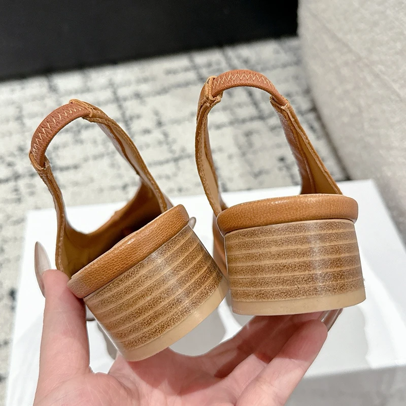 Genuine Leather Handcrafted Shoes 2025 New Style Womens High Heels Black Ballet Flats Crinkle-toe Shoes Designer Shoes image 6