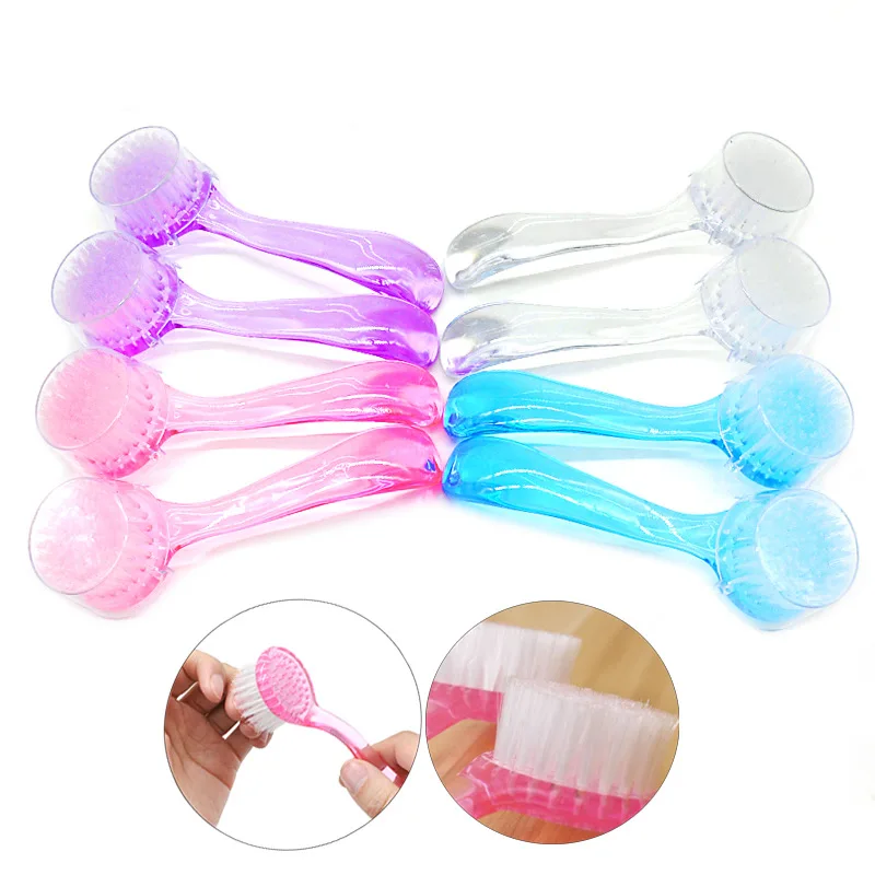 Brosse à ongles en acrylique, en plastique souple, pour enlever la poussière, accessoire de maquillage, à tête ronde, avec capuchon, 1 pièce