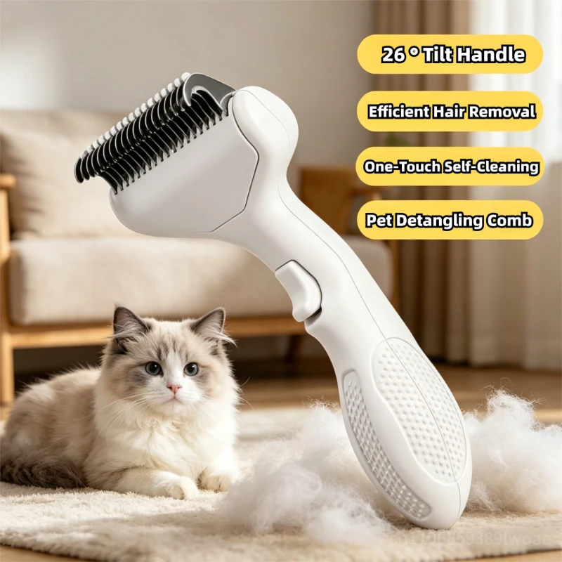 Dog Comb Knife Dogs Brush One-click Pet Hair Removal Hair Knot Self Cleaning Dogs Comb Massage Cat Brush Dog Grooming Brushes