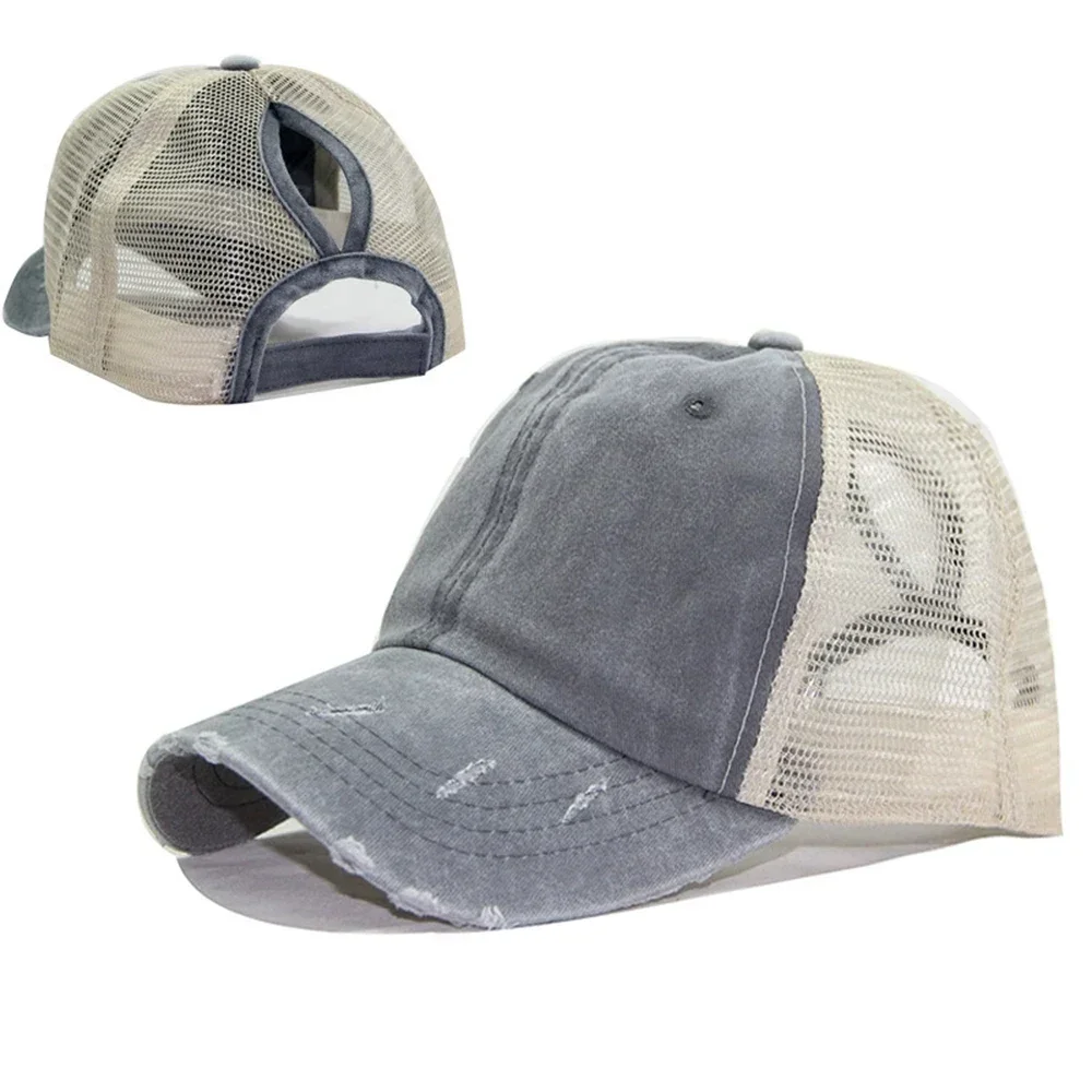 Leichte, atmungsaktive Baseballkappe aus gewaschener Baumwolle, Sommer-Mesh-Hut für Herren und Damen – Detail 9