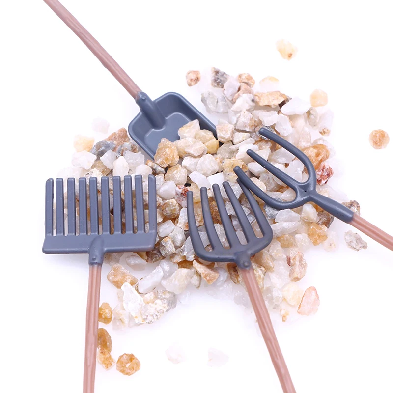 4 stks/set Poppenhuis Miniatuur Tuingereedschap 1:12 Mini Schop Hark Schoffels Model Poppenhuis Boerderij Decor Speelgoed Accessoires