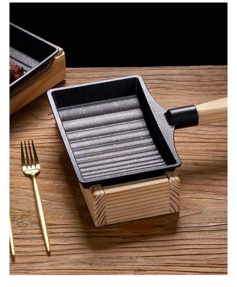 

Commercial Aluminum Alloy Pot With Handle Shovel Meat Plate Small Flat Shovel Japanese Barbecue Pot Wok Pan Korean Baking Tray