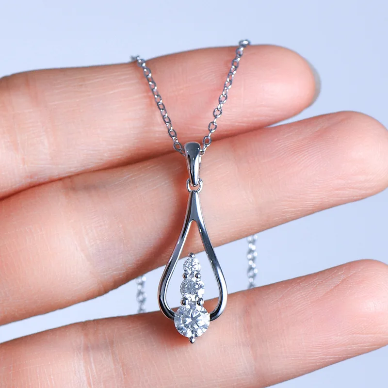 2024 Cross-border New Light Luxury Temperament Water Drop Moissanite Pendant Sterling Silver S925 High-end Angel Tears Necklace