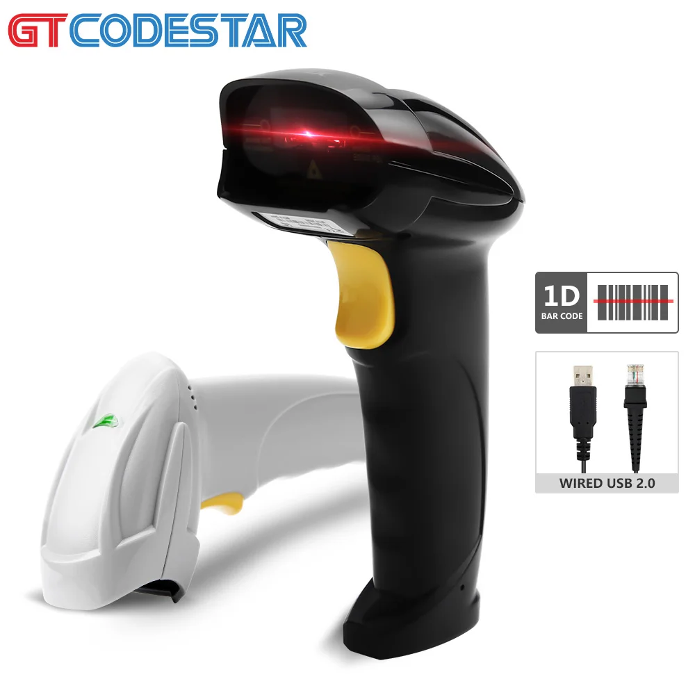 

GTCODESTAR X-9300 Ручной проводной сканер штрих-кода Портативный USB-считыватель штрих-кода 1D Лазерный считыватель штрих-кодов для сканирования супермаркетов
